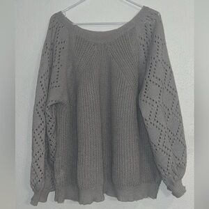 Lightweight Oversized Knit Gray Women's Sweater 1XL